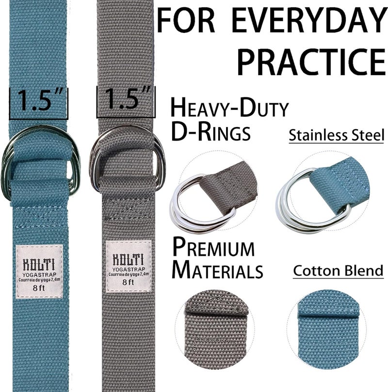 Kolti Yoga Exercise Adjustable Straps 8FT with Durable D-Ring for Pilates & Gym Workouts | Hold Poses, Stretch, Improve Flexibility & Maintain Balance - Image 3